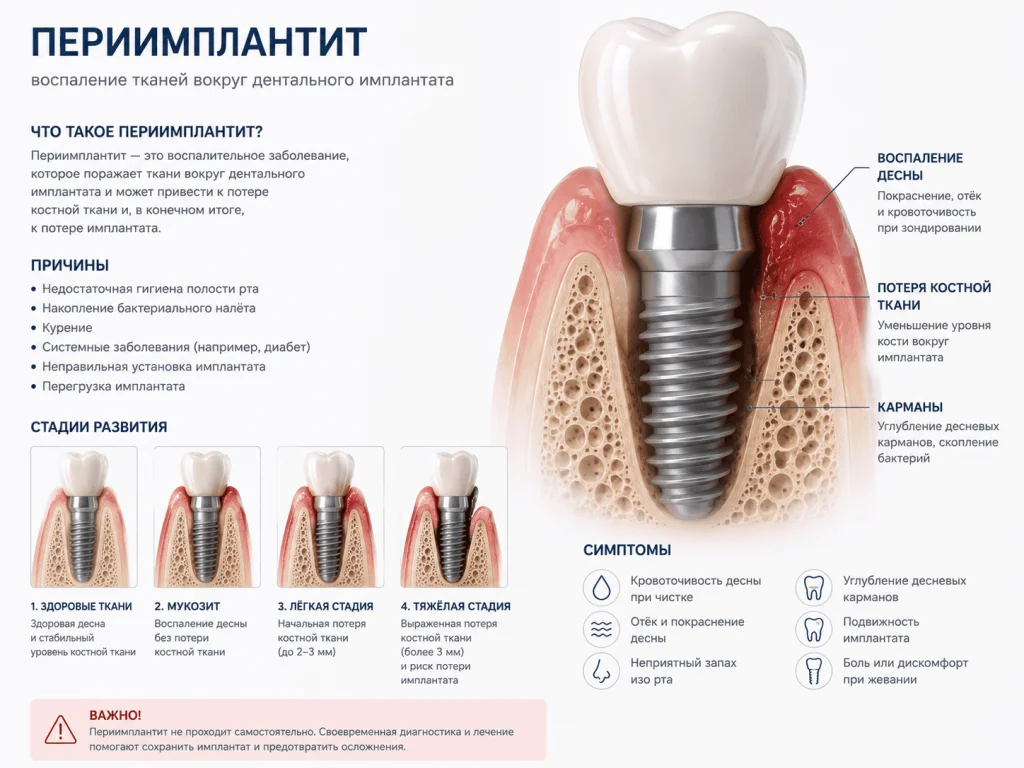 Стадии развития периимплантита